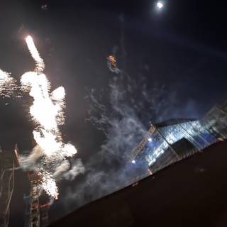 Explosions of Fireworks Illuminate the Night Sky