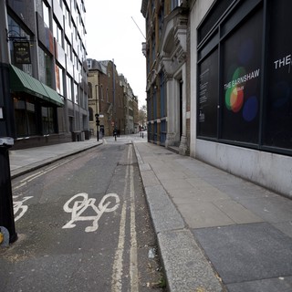 Empty London Street with Bicycle Lane Marking