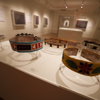 Native American Beaded Headbands in Museum Gallery Display
