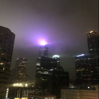 Purple Skyscrapers Illuminate the City