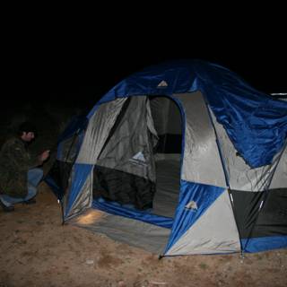 Night Camping in a Mountain Tent