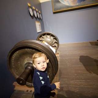 Toddler Explores Historical Bell at Sacramento Train Museum