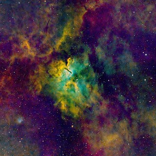 NGC 6823 Open Cluster and Emission Nebula in SHO Palette
