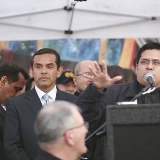 Antonio Villaraigosa addressing the crowd at a press conference