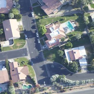 Bird's Eye View of a Suburban Neighborhood