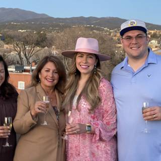 Four Happy Friends Enjoying Wine in the Santa Fe Countryside