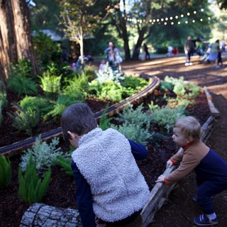 Public botanical garden or park with model railway