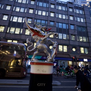 City of London Dragon Boundary Marker at Dusk