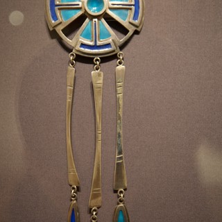 Native American Turquoise and Silver Wheel Pendant