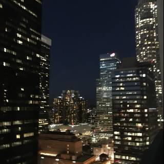 Nighttime Cityscape from High Rise Building