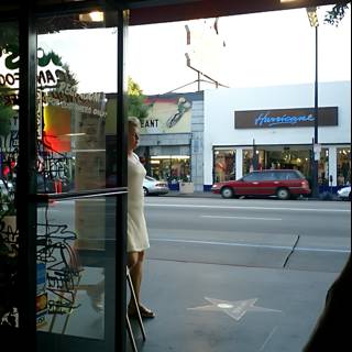 Bride-to-be in front of City Storefront