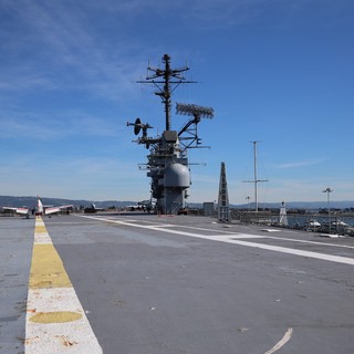 Flight Deck View of USS Hornet Aircraft Carrier