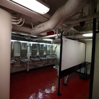 Communal Washroom Aboard USS Hornet Aircraft Carrier