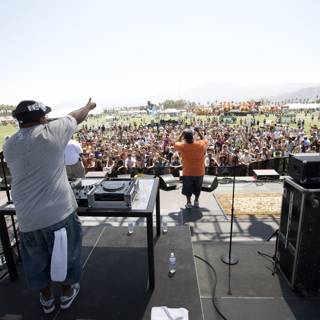 Nick Afanasiev on Stage with DJ at Coachella 2008