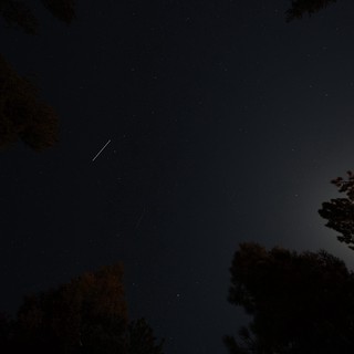 Satellite Trail Streaks Across Lassen Volcanic Night Sky