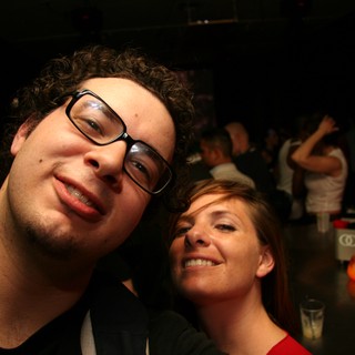 Two Friends Posing at a Nightclub Bar in 2005