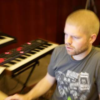 Morgan Page Playing Keyboard in Recording Studio