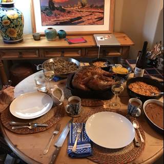Thanksgiving Feast on the Dining Table