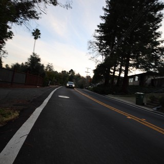 Evening Residential Street with Curved Road and Trees