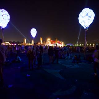 Illuminated Balloons Light Up Crowd at Night Festival
