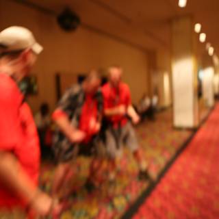 Blurry Corridor Crowded with Six Stylish People
