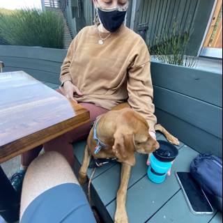 Masked Woman and Her Canine Companion