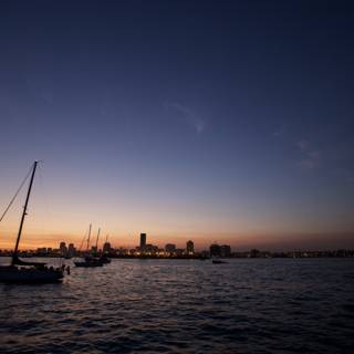 Sailboat cruising at Sunset