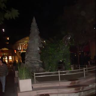 Slate Statue of a Tree in Urban Plaza