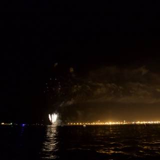 Glittering Fireworks Display over the Night Skyline