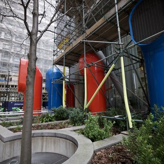 Modern Architecture and Urban Garden at London Construction Site