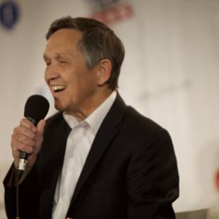 Dennis Kucinich Shares His Message with a Smiling Crowd