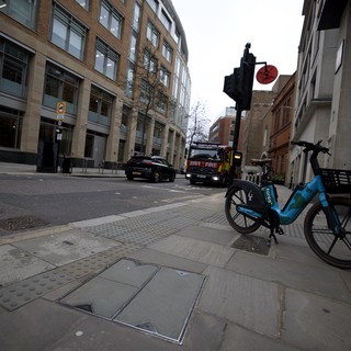 Urban Street Scene with Fire Engine in London