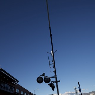 Railroad Crossing Signal at Dusk in Santa Fe