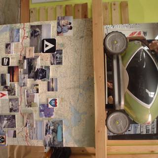 Revving up Art: Car Collage on Plywood Wall