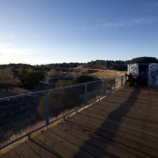 Wooden Pedestrian Bridge Overlook at Golden Hour