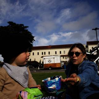 Gazing Under the Azure - A Mother and Child Moment in Presidio