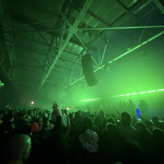 Green Laser Light Show at Electronic Music Warehouse Rave