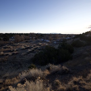 Desert Settlement at Twilight in American Southwest