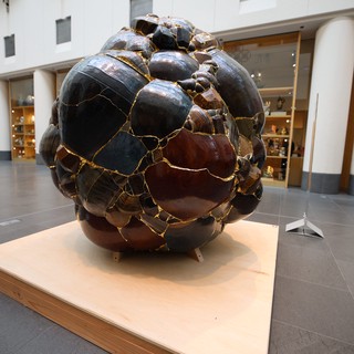 Reconstructed Ceramic Sculpture with Golden Kintsugi Repairs at Asian Art Museum