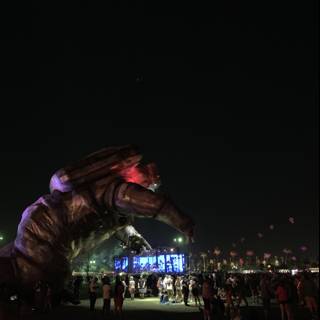 Dragon Statue Illuminates the Night Sky in Metropolis