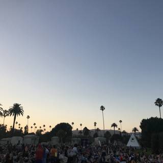 Palm Trees, People, & Music in the Park