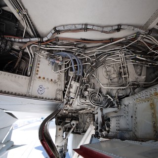 Complex Aircraft Hydraulic and Electrical Systems Interior