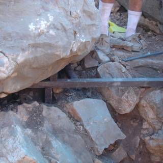 Archeological Exploration Atop a Rocky Path