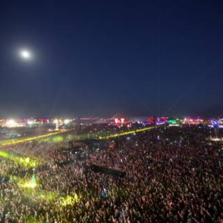 Lights and Lively Crowd at Coachella Music Festival