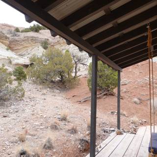 Panoramic porch view of a rocky canyon