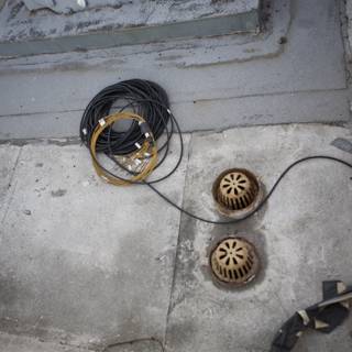 Electrical Wires and Light Fixture on the Floor