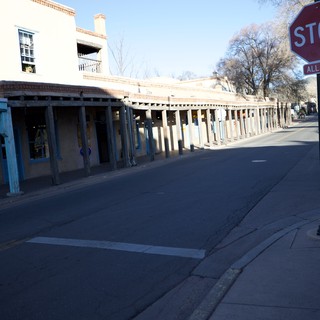 Historic Adobe Colonnade Along Santa Fe Plaza