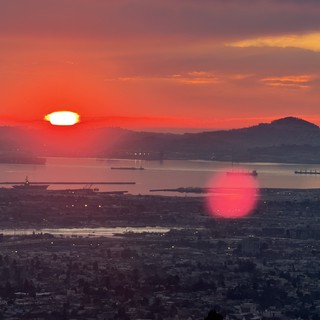 Golden Sunset Over San Francisco Bay from Oakland Hills