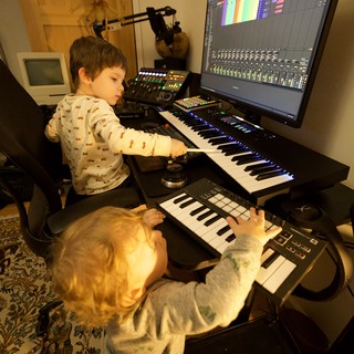 Young Musicians Learning in Home Recording Studio