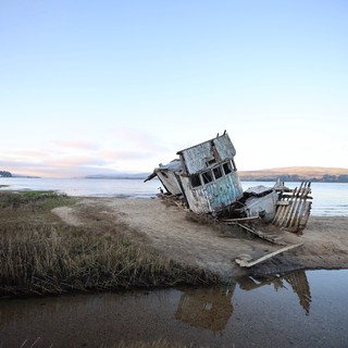 Abandoned Shipwreck at Sunset on Drakes Beach